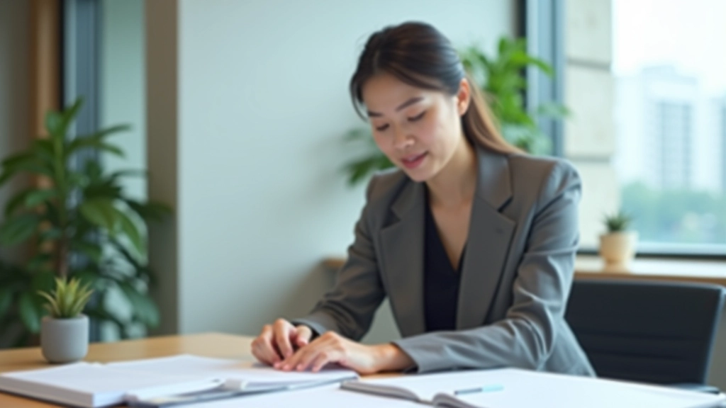 Professional woman reviewing career transition notes